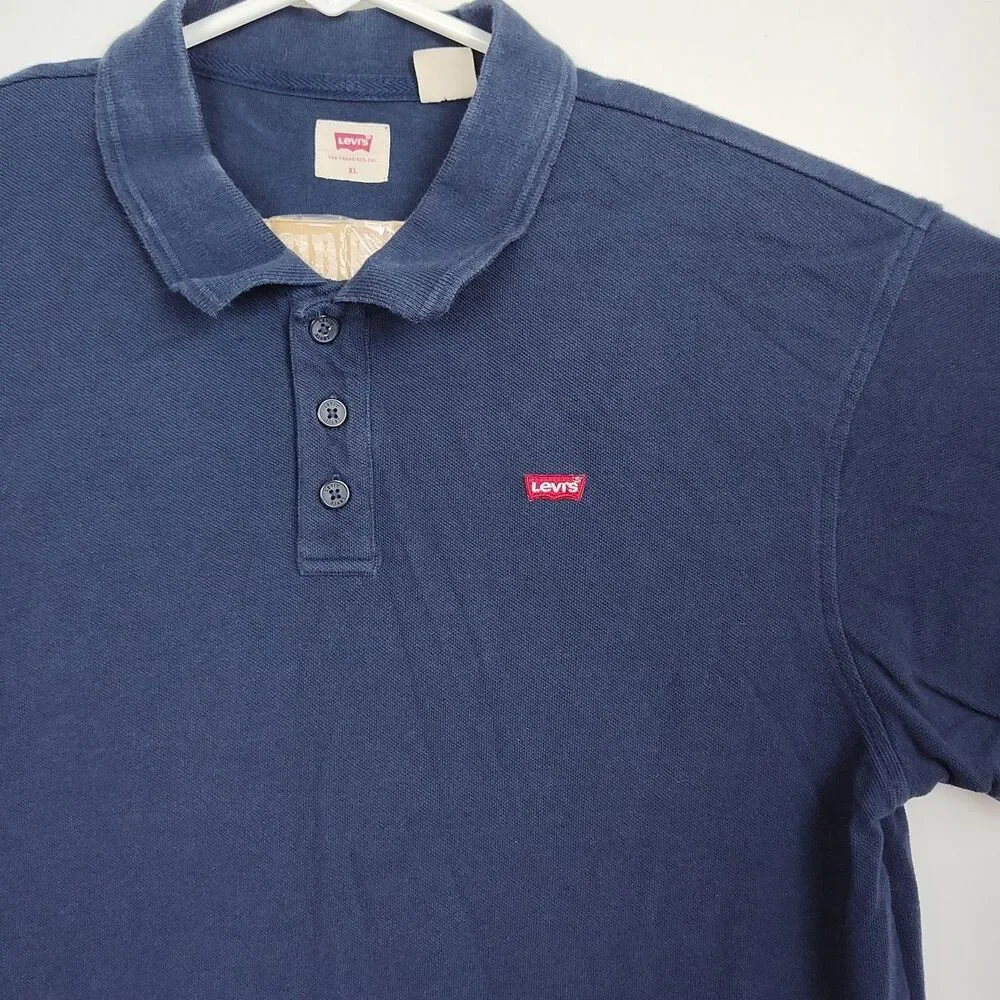 Levi's‎ Polo Shirt Men's Size XL Navy Blue Embroidered Logo Short Sleeves